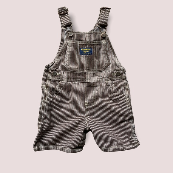 OshKosh B'gosh Other - EUC OshKosh brown and white striped overall shorts size 18 months